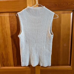 Ribbed Sleeveless Knit Tank Top in Cream